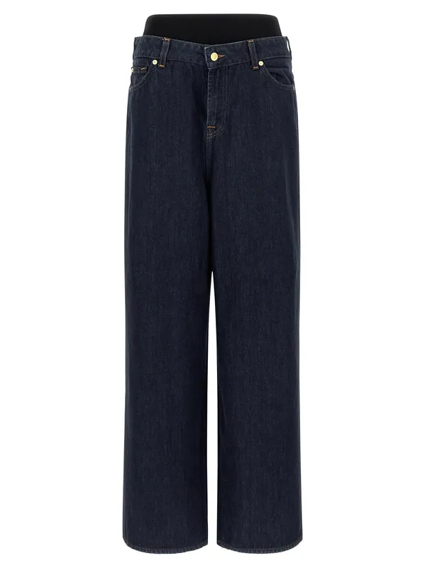Banded Slouchy Wide Jeans Blue - 7 For all Mankind