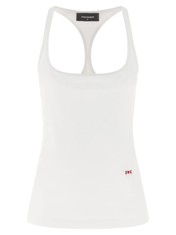 Embroidery Tank Top Tops White - Dsquared2