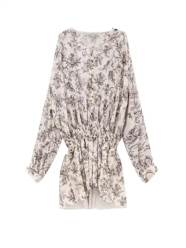 Short Cotton Dress With Floral Pattern - Golden Goose