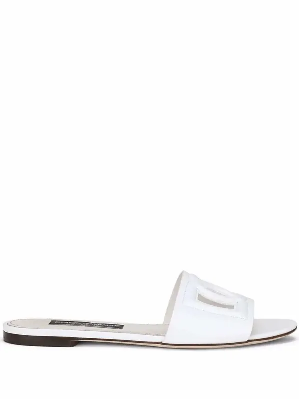 Leather Sandals With Dg Logo - Dolce & Gabbana