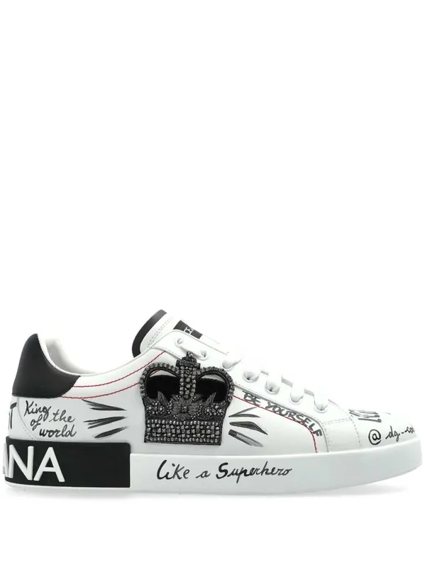 Sneakers With Logo Appliqué - Dolce & Gabbana
