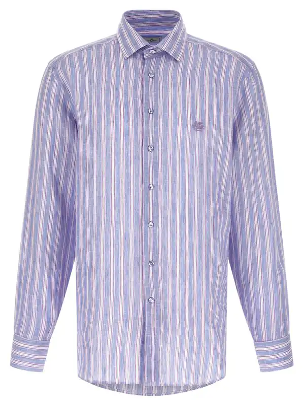 Striped Linen Shirt Shirt And Blouse Multicolor - Etro