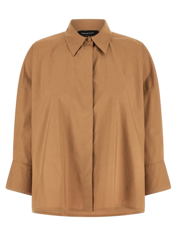Diamond Thread Shirt Shirt And Blouse Brown - Fabiana Filippi
