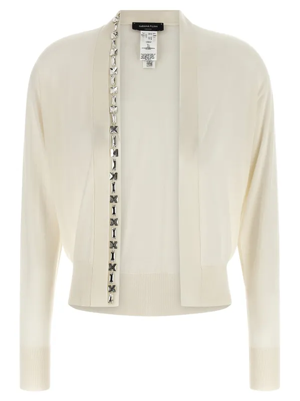 Crystal Cardigan Sweaters And Cardigans White - Fabiana Filippi