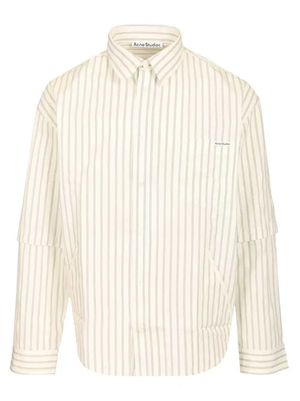 Striped Poplin Shirt Shirts White - Acne Studios