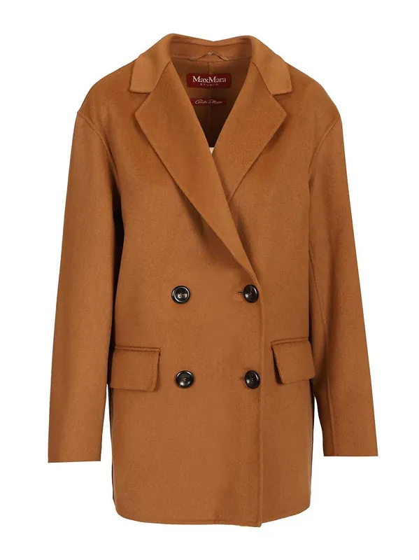 Caban In Wool And Silk Coats Brown - Max Mara