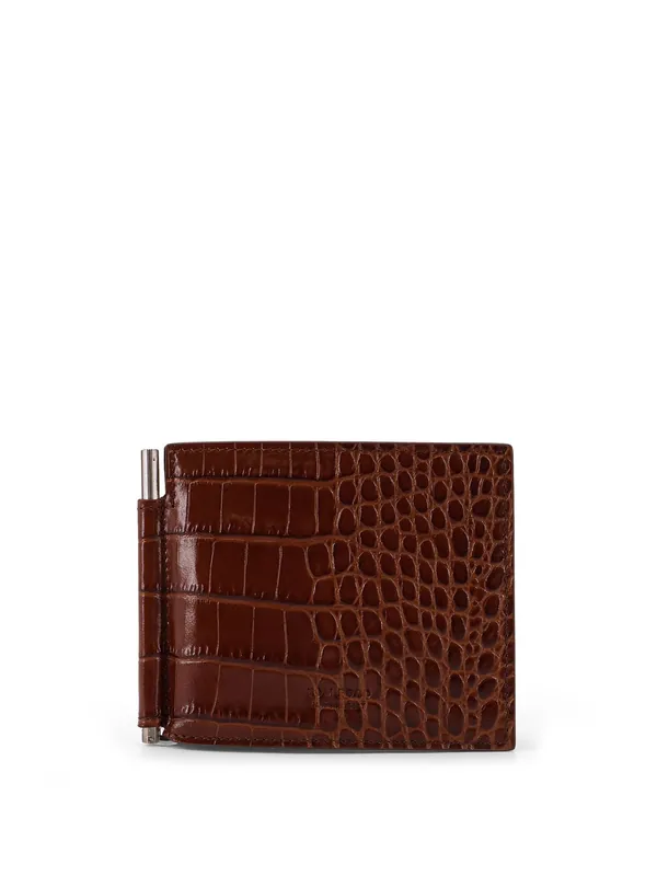 Leather Wallet With Croco Print - Tom Ford