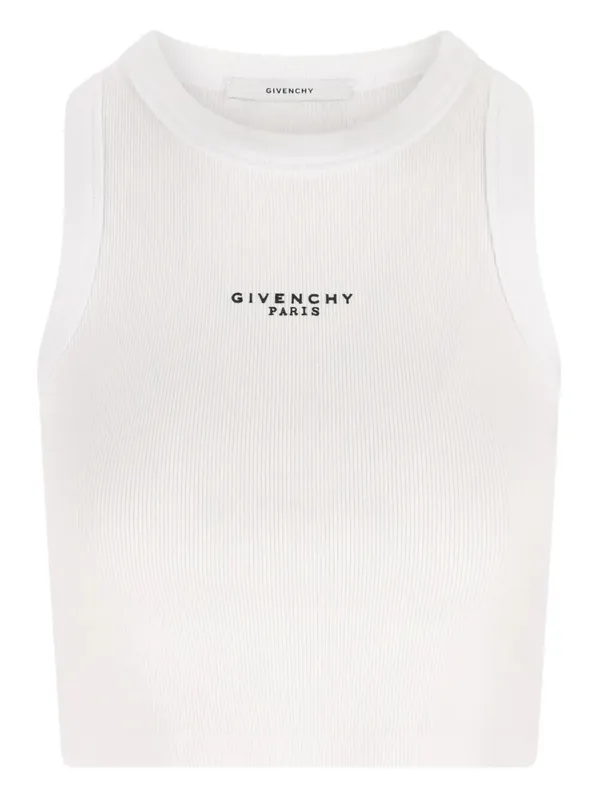 Cotton Cropped Tank Top With Givenchy Paris Print