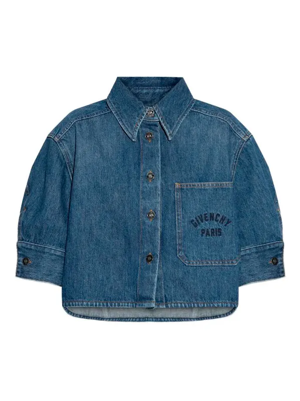 Cropped Cocoon Shirt In Medium Denim - Givenchy