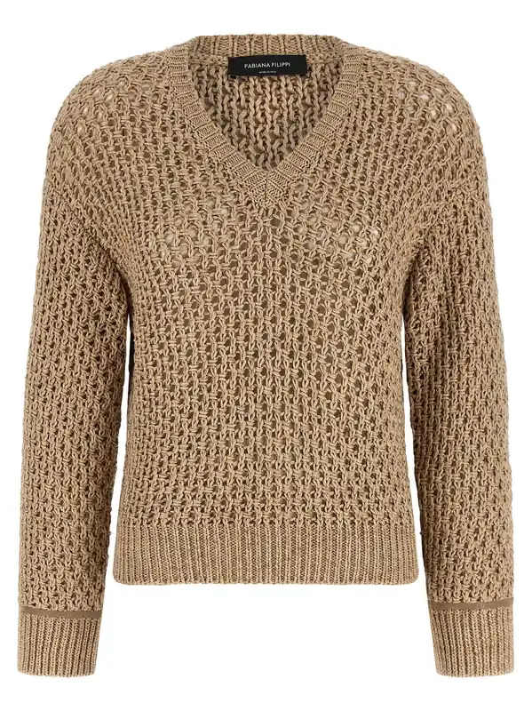 Mouliné Yarn Sweater Sweaters And Cardigans Brown - Fabiana Filippi