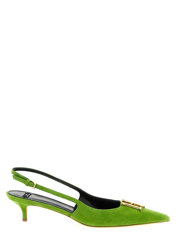 Suede Slingbacks Pumps Green - Elisabetta Franchi