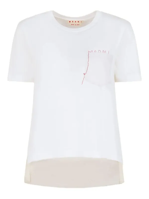 Cotton T-Shirt With Embroidered Marni Logo