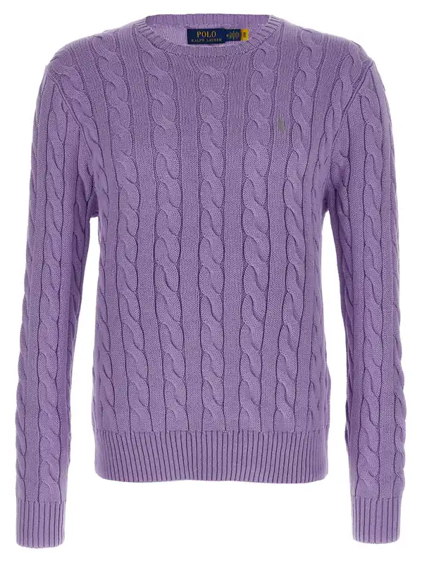 Cotton Braided Sweater Sweaters And Cardigans Purple - Polo Ralph Lauren
