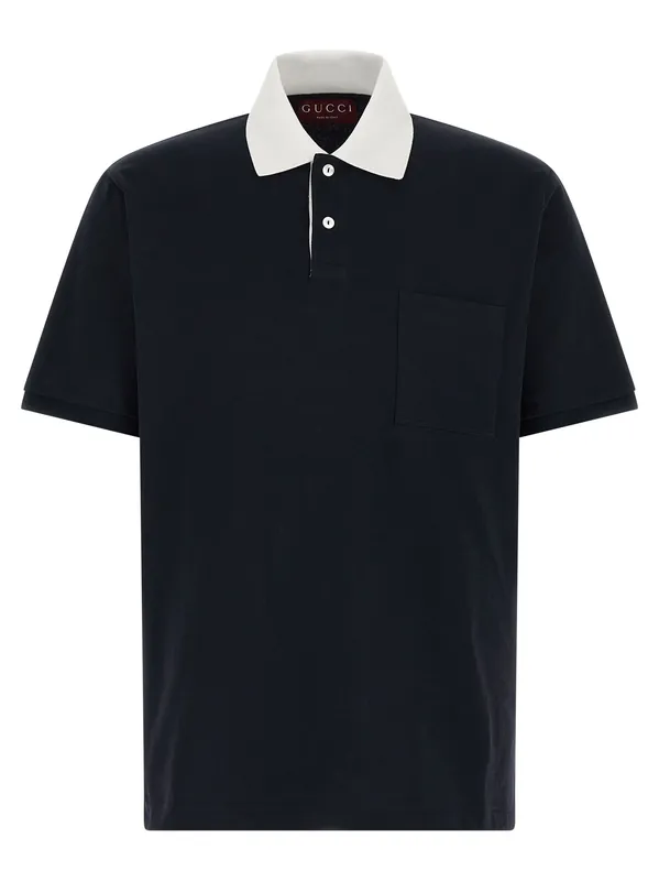 Contrast Collar Shirt Polo Blue - Gucci