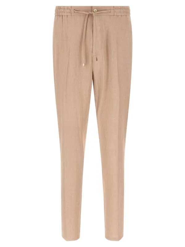 Flamed Linen Joggers Pants Beige - Etro