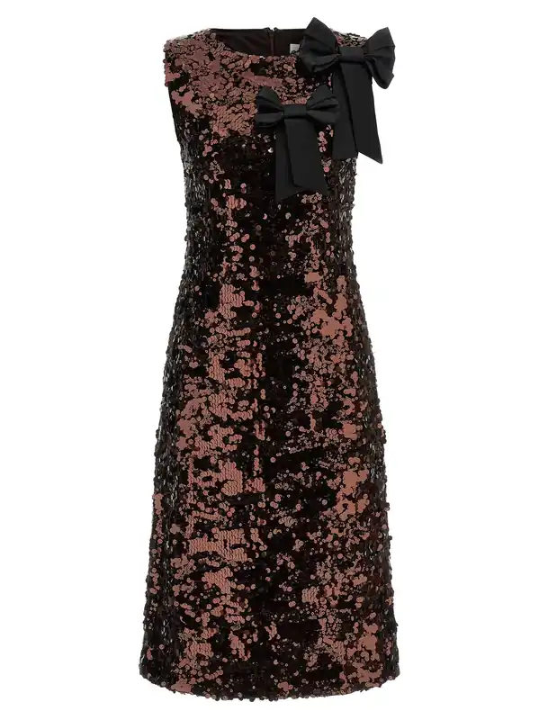 Velvet Sequins Straight Midi Dresses Brown - Ganni