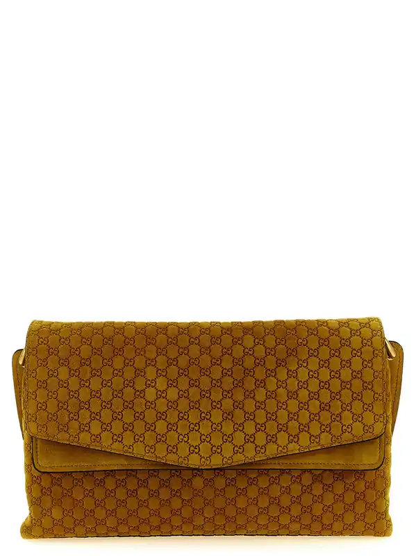 Gg Medium Suede Shoulder Bag Shoulder Bags Yellow - Gucci