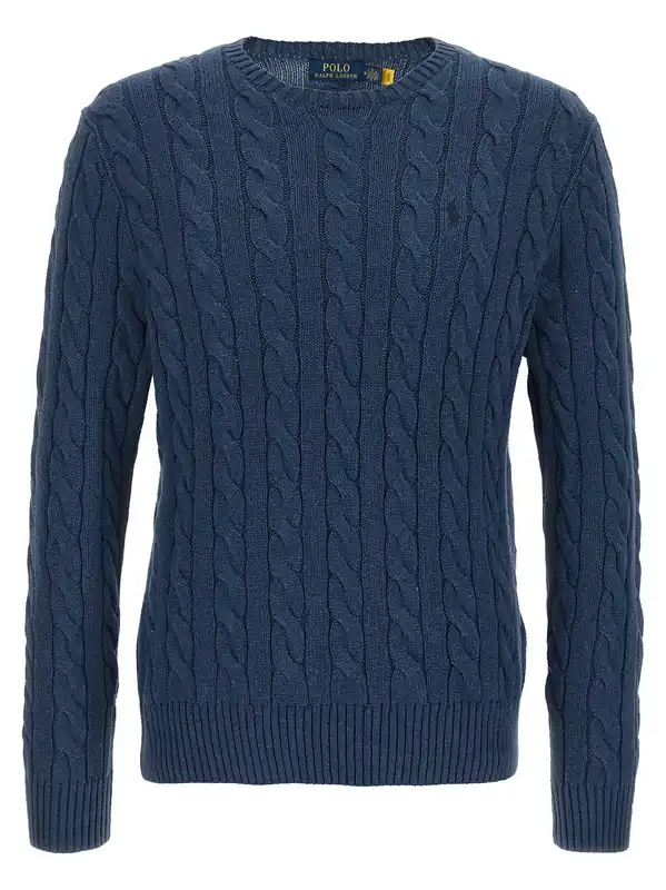 Cotton Braided Sweater Sweaters And Cardigans Blue - Polo Ralph Lauren
