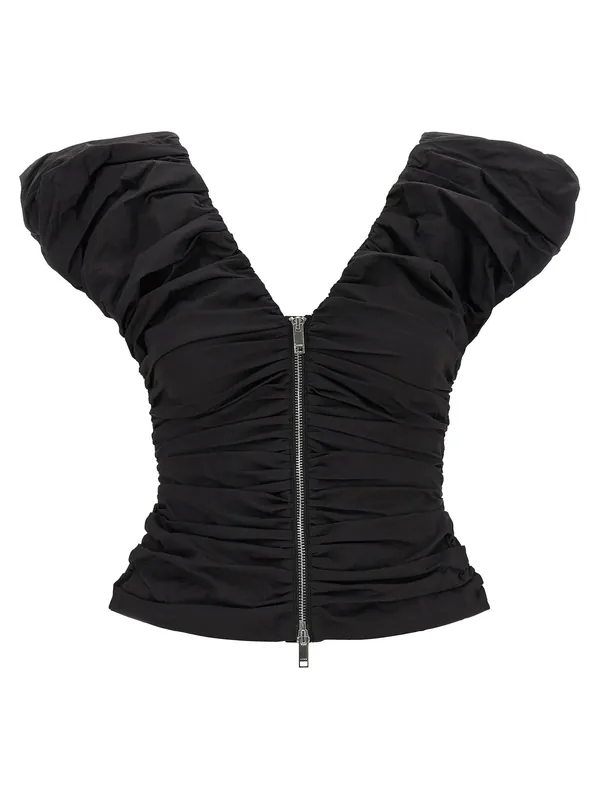 Black Ruched Tops Black - Ganni