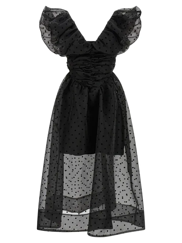 Black Organza Ruched Dresses Black - Ganni