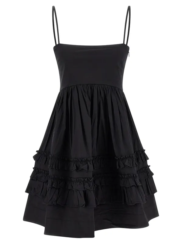 Black Mini Frill Dresses Black - Ganni