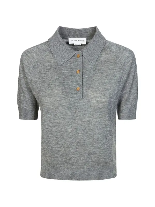 Lightweight Fine Guage Knitted Polo Top - Victoria Beckham