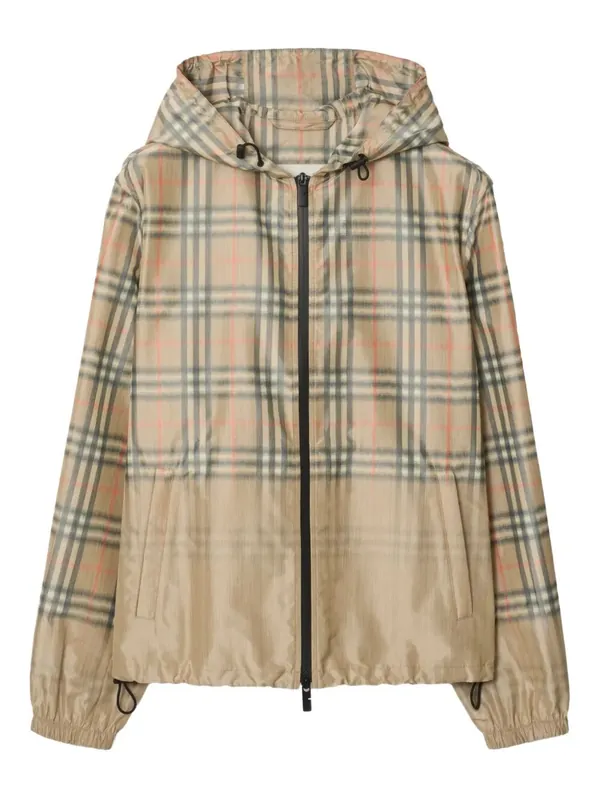 Gradient Check Hooded Jacket - Burberry London England