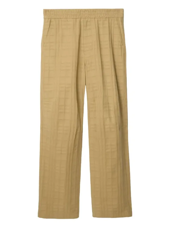 Textured Check Cotton Trousers - Burberry London England