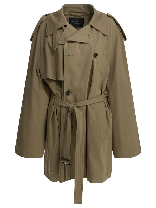 Short Trench Coat In Explorer Jackets And Coats Beige - Balenciaga