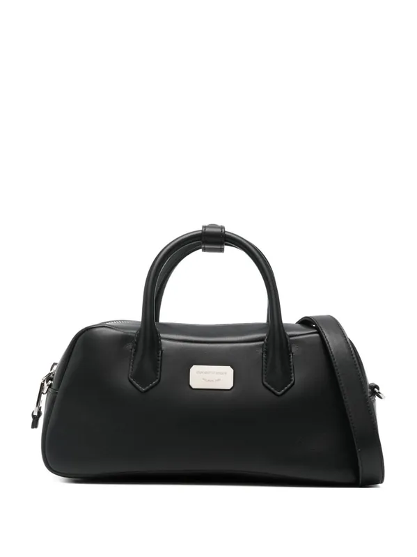 Medium Leather Bowling Bag - Emporio Armani