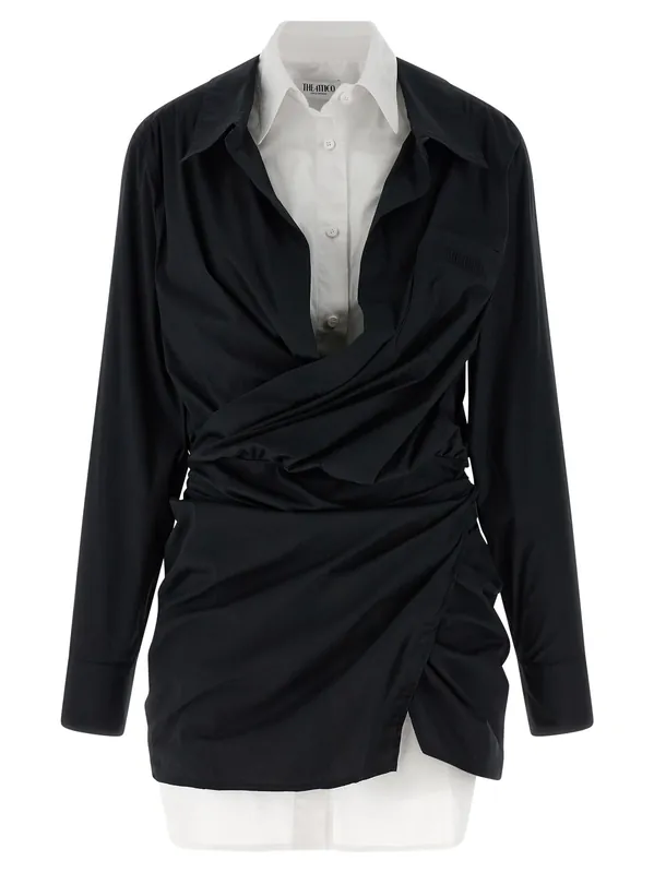 Double Layer Shirt Dress Dresses White/Black - The Attico