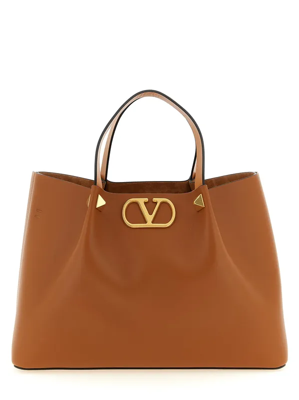 Shopping Valentino Garavani Vlogo Signature Medium Tote Bag Brown