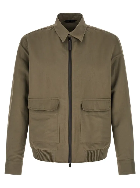 Linen Cotton Blouson Puffer Jackets Green - Brioni