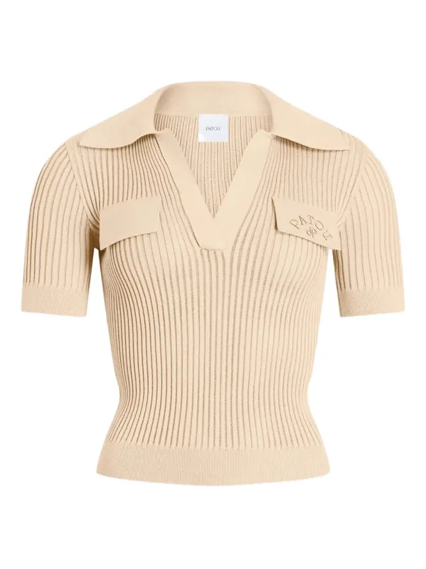Embroidered Knitted Cotton Polo Shirt - Patou