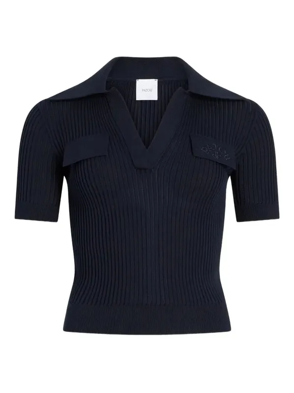 Embroidered Knitted Cotton Polo Shirt - Patou