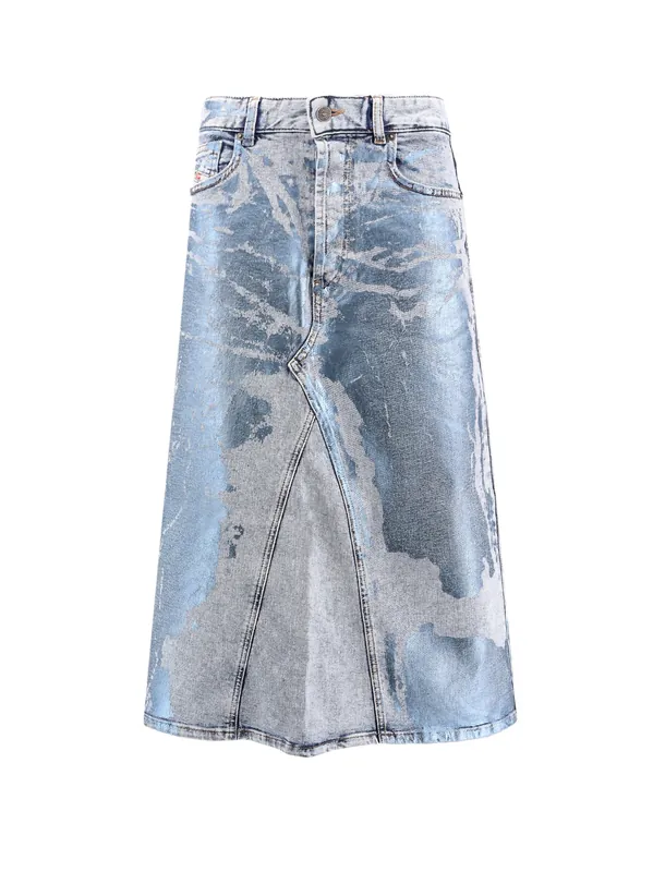Denim Skirt With Laminated Print - Diesel