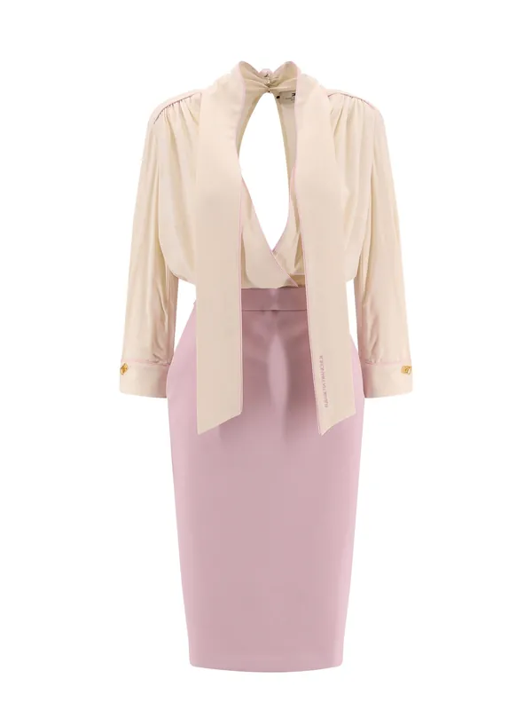 Viscose Blend Midi Dress With Detachable Skirt - Elisabetta Franchi