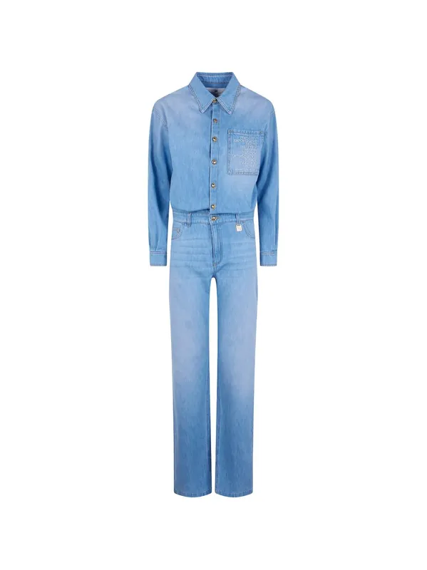 Denim Cotton Jumpsuit - Elisabetta Franchi