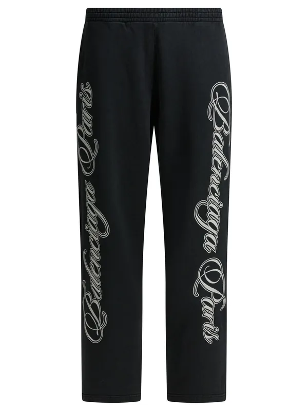 Baggy Cursive Trousers Black - Balenciaga