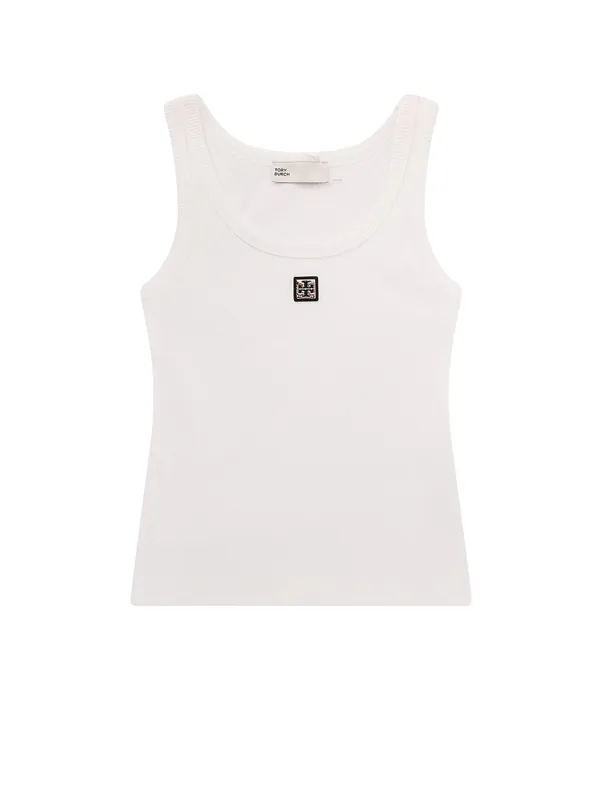 Ribbed Cotton Tank Top - Tory Burch