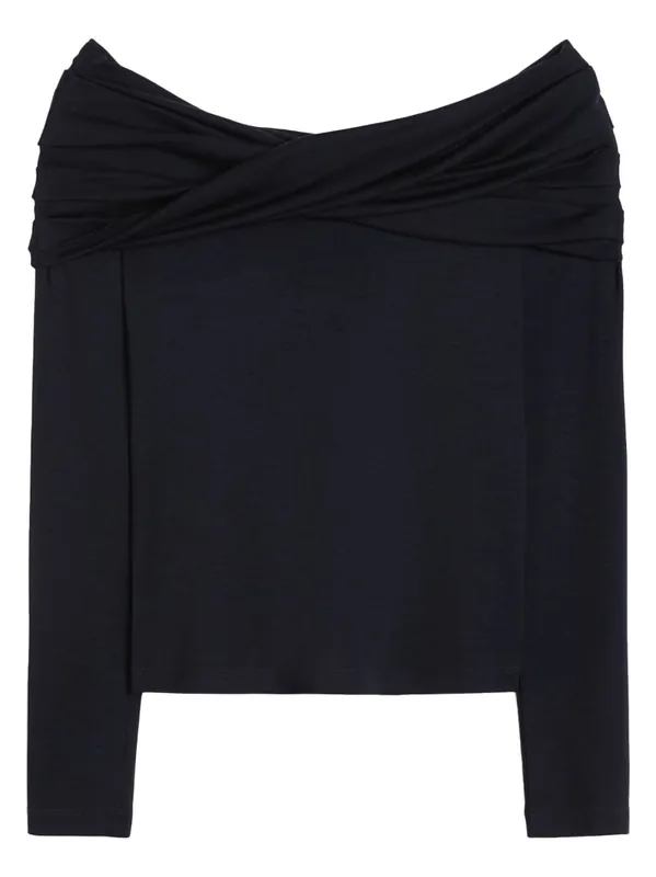Wool Off-The-Shoulder Draped Top