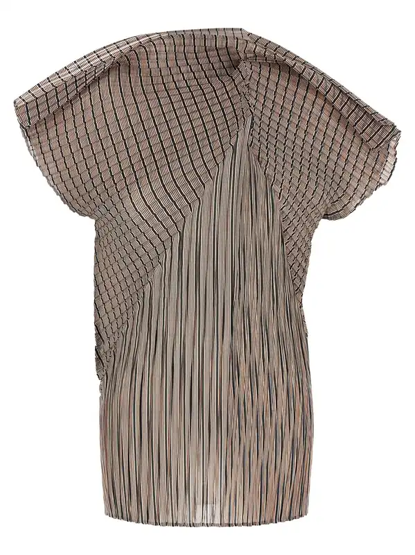 Generic Stripes (Machine Pleats) Tops Brown - Issey Miyake