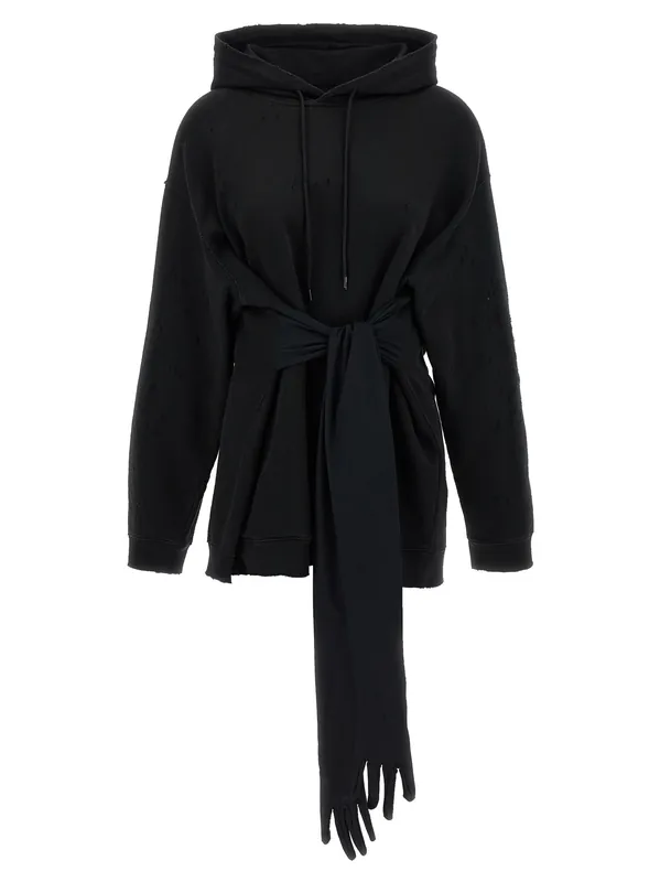 Hoodie Dress With Gloves Dresses Black - MM6 Maison Margiela