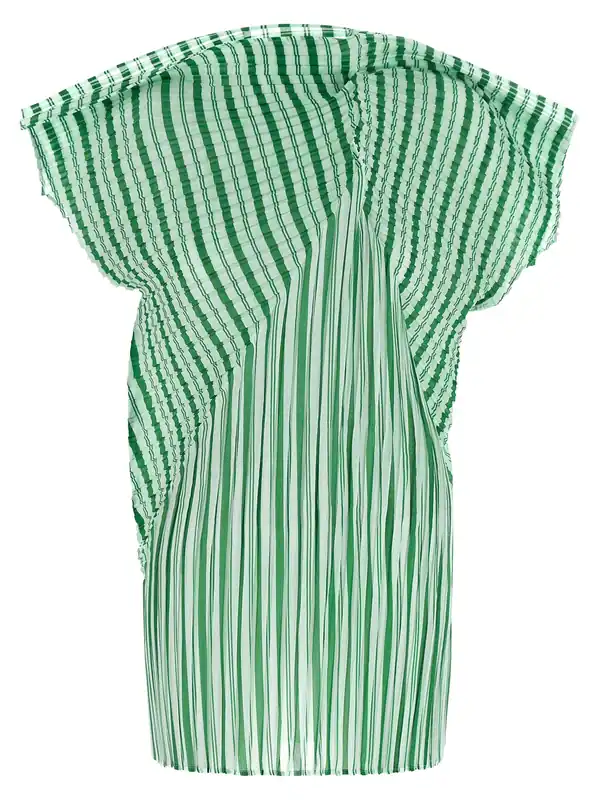 Generic Stripes (Machine Pleats) Tops Green - Issey Miyake
