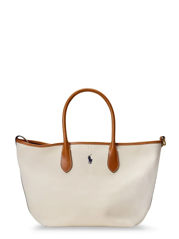 Canvas Shopping Bag With Embroidered Logo - Polo Ralph Lauren
