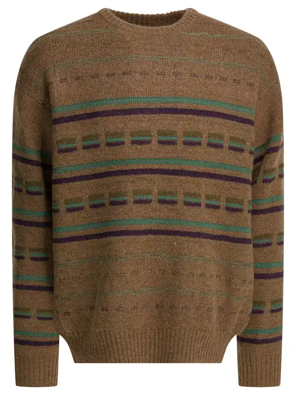 Wool-Blend Crewneck Sweater Knitwear Brown