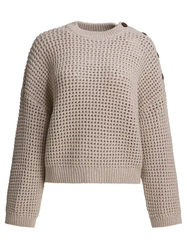 Cotton Blend Crewneck Sweater Knitwear Beige - Brunello Cucinelli