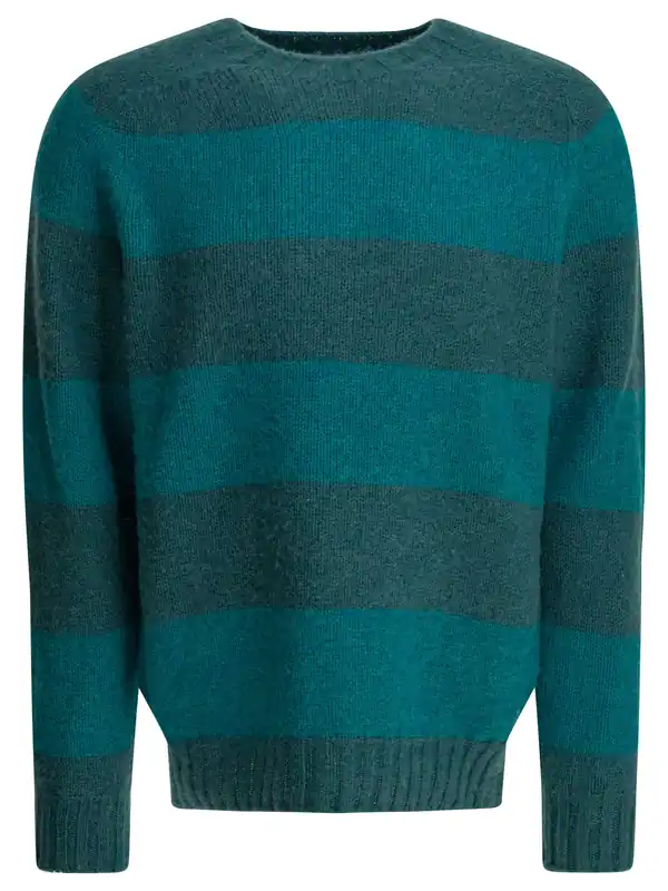 Wool Crew Neck Sweater Knitwear Blue - Beams Plus