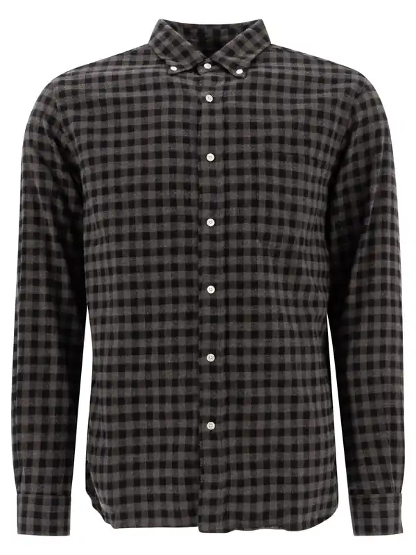Bd Gingham Check Shaggy Shirts Grey - Beams Plus