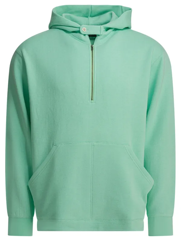 Half Zipper Hoodie Sweatshirts Green - Beams Plus